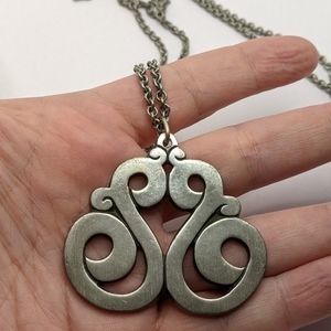 Towle Pewter scrollwork pendant necklace